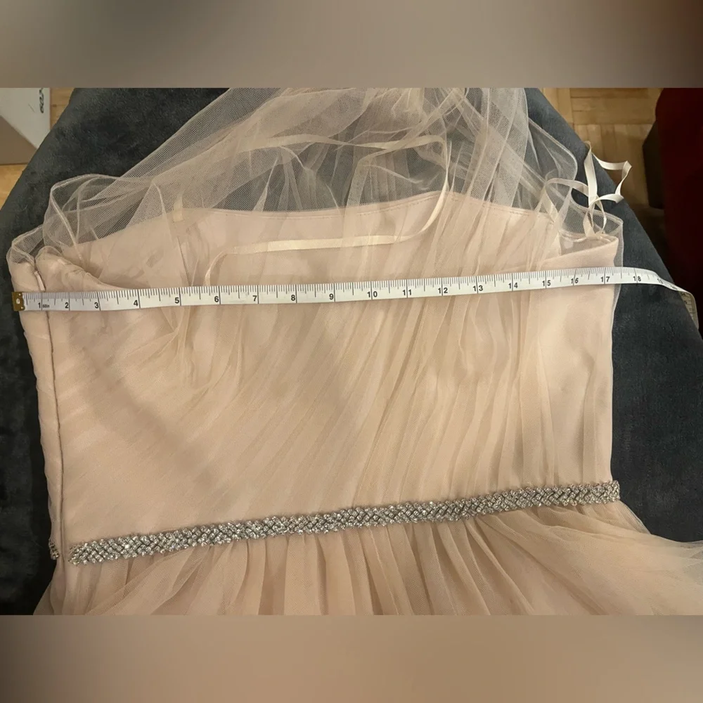 Mark Zunino one-shoulder dress, draped tulle w/ crystal waist & strap. Prom. 13 - Picture 15 of 16